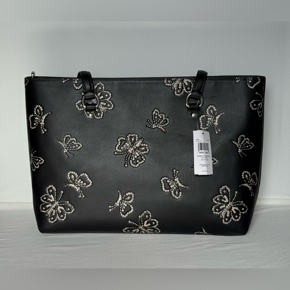 NWT Coach Station shoulder bag 
Butterfly Print Black/Silver styled with scarf - Picture 6 of 16